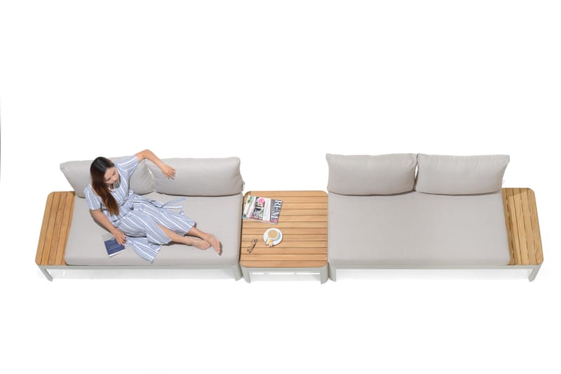 Portals Modulsett 2× 2-seter sofaer + sofabord - Korallsand - Hagemøbler & utemiljø - Hagegruppe - Sofagruppe utendørs