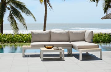 Portals Modulsett 2× 2-seter sofaer + sofabord - Korallsand - Hagemøbler & utemiljø - Hagegruppe - Sofagruppe utendørs