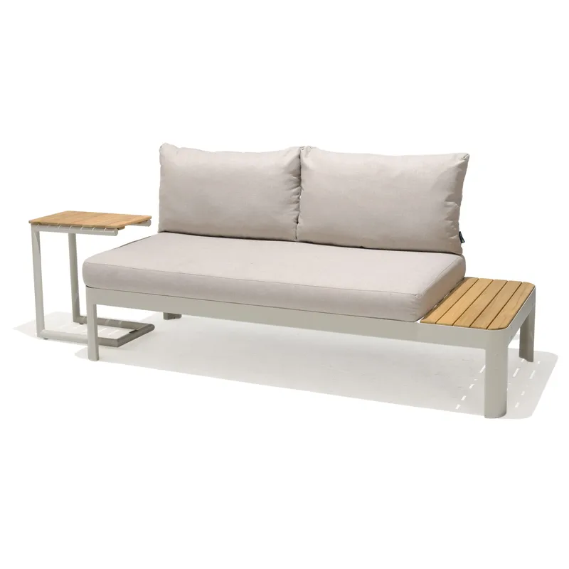 Portals Modulsett 2-seter sofa + C-form sidebord, Beige/Tre