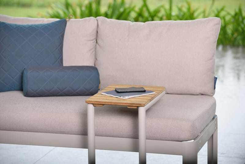 Portals Modulsett 2-seter sofa + C-form sidebord - Beige/Tre - Hagemøbler & utemiljø - Hagegruppe - Cafemøbler & cafesett