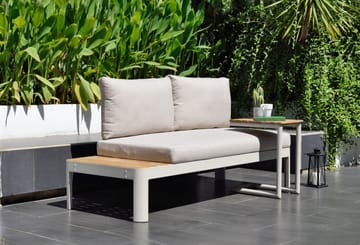 Portals Modulsett 2-seter sofa + C-form sidebord - Beige/Tre - Hagemøbler & utemiljø - Hagegruppe - Cafemøbler & cafesett