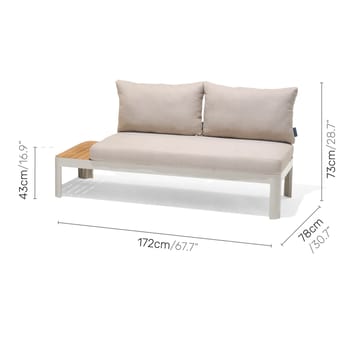 Portals Modulsett 2-seter sofa + C-form sidebord - Beige/Tre - Hagemøbler & utemiljø - Hagegruppe - Cafemøbler & cafesett