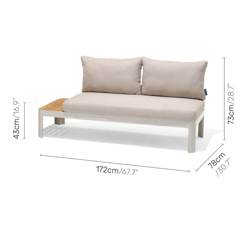 Portals Modulsett 2-seter sofa + C-form sidebord - Beige/Tre - Hagemøbler & utemiljø - Hagegruppe - Cafemøbler & cafesett