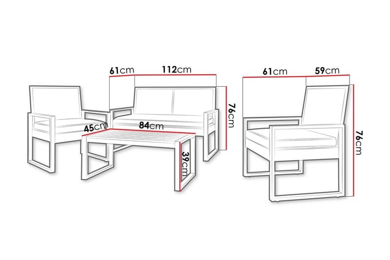 Rosemere Loungegruppe Utendørs - Brun/Svart - Hagemøbler & utemiljø - Hagegruppe - Sofagruppe utendørs