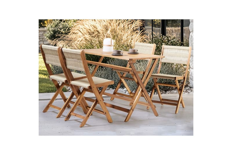 Sammenleggbare utemøbler Prossedi - Beige, Lys Tre - Hagemøbler & utemiljø - Hagegruppe - Spisegrupper hage