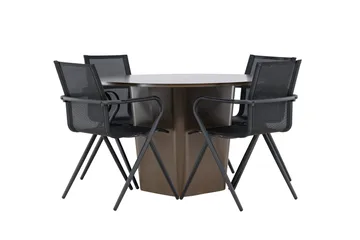 Santa Spisegruppe 120 cm Rund med 4 Alina Stoler - Brun - Hagemøbler & utemiljø - Hagegruppe - Spisegrupper hage