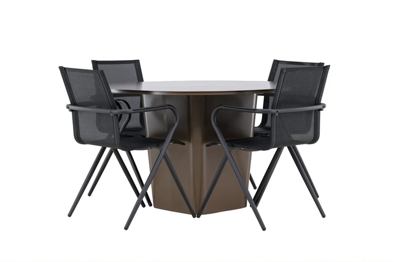 Santa Spisegruppe 120 cm Rund med 4 Alina Stoler, Brun