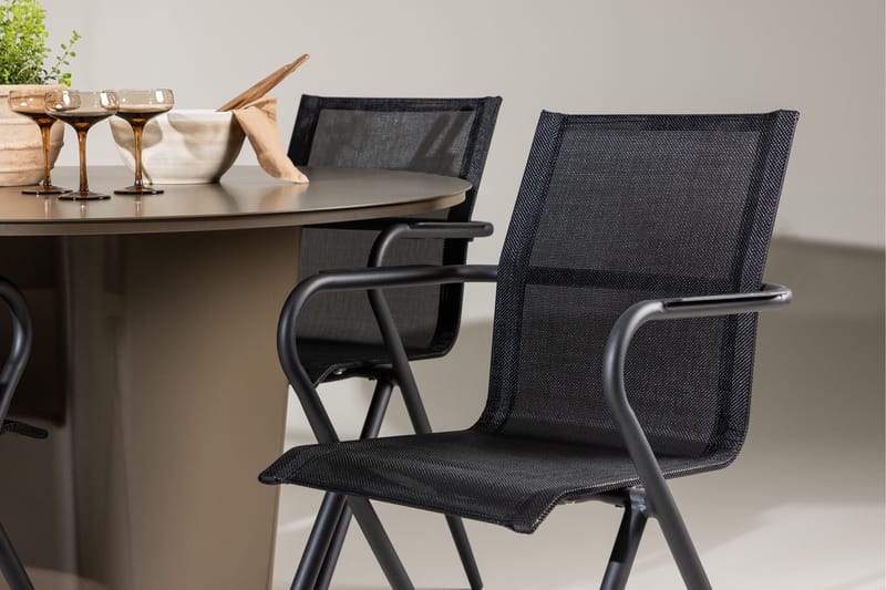 Santa Spisegruppe 120 cm Rund med 4 Alina Stoler - Brun - Hagemøbler & utemiljø - Hagegruppe - Spisegrupper hage