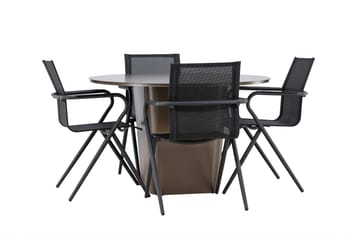 Santa Spisegruppe 120 cm Rund med 4 Alina Stoler - Brun - Hagemøbler & utemiljø - Hagegruppe - Spisegrupper hage
