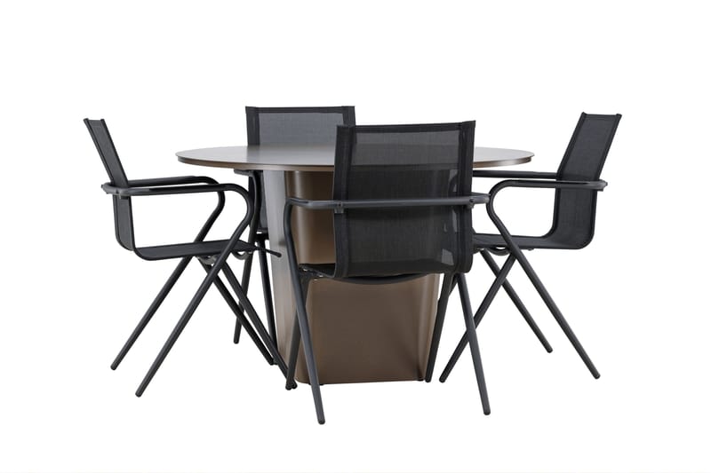 Santa Spisegruppe 120 cm Rund med 4 Alina Stoler - Brun - Hagemøbler & utemiljø - Hagegruppe - Spisegrupper hage