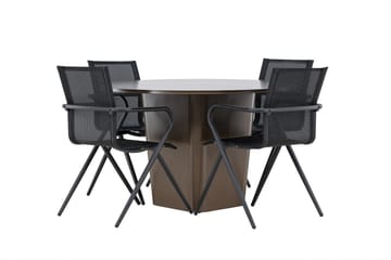Santa Spisegruppe 120 cm Rund med 4 Alina Stoler - Brun - Hagemøbler & utemiljø - Hagegruppe - Spisegrupper hage