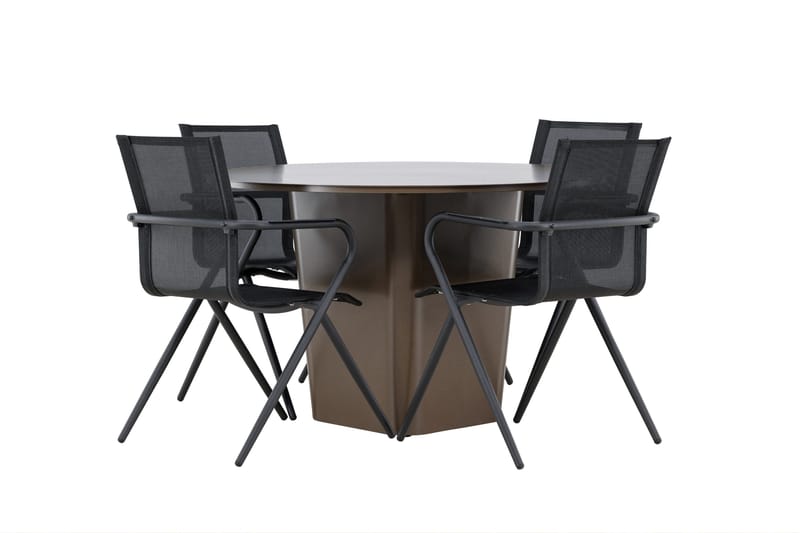 Santa Spisegruppe 120 cm Rund med 4 Alina Stoler - Brun - Hagemøbler & utemiljø - Hagegruppe - Spisegrupper hage