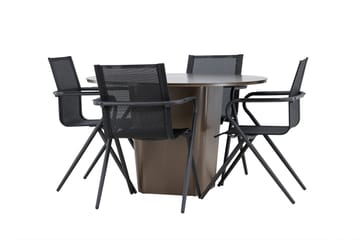 Santa Spisegruppe 120 cm Rund med 4 Alina Stoler - Brun - Hagemøbler & utemiljø - Hagegruppe - Spisegrupper hage