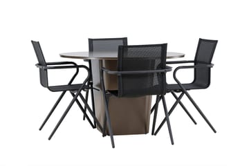 Santa Spisegruppe 120 cm Rund med 4 Alina Stoler - Brun - Hagemøbler & utemiljø - Hagegruppe - Spisegrupper hage