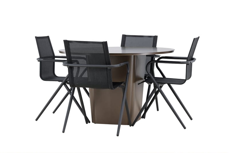 Santa Spisegruppe 120 cm Rund med 4 Alina Stoler - Brun - Hagemøbler & utemiljø - Hagegruppe - Spisegrupper hage