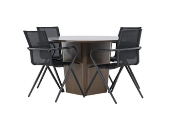 Santa Spisegruppe 120 cm Rund med 4 Alina Stoler - Brun - Hagemøbler & utemiljø - Hagegruppe - Spisegrupper hage