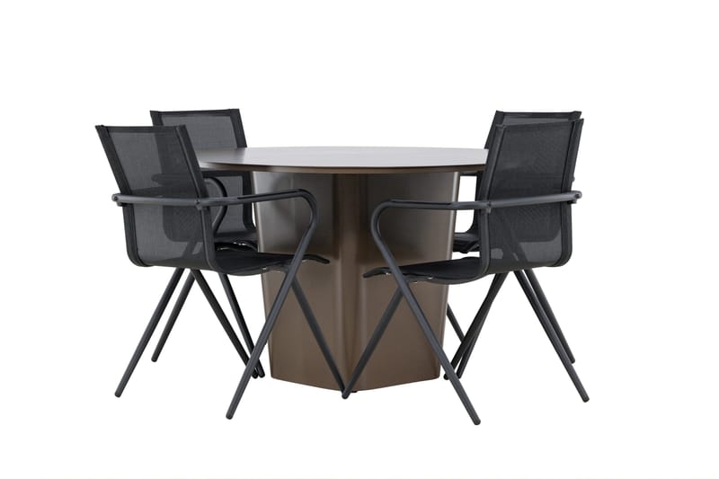 Santa Spisegruppe 120 cm Rund med 4 Alina Stoler - Brun - Hagemøbler & utemiljø - Hagegruppe - Spisegrupper hage