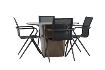 Santa Spisegruppe 120 cm Rund med 4 Alina Stoler - Brun - Hagemøbler & utemiljø - Hagegruppe - Spisegrupper hage