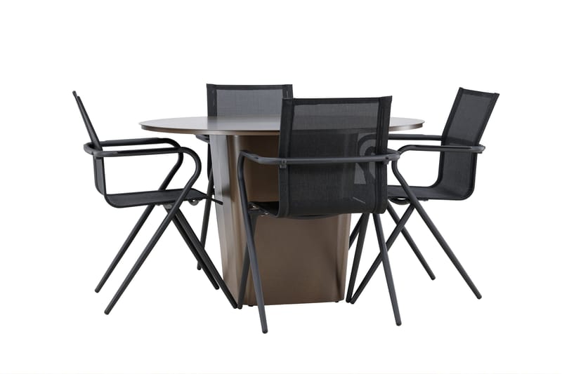 Santa Spisegruppe 120 cm Rund med 4 Alina Stoler - Brun - Hagemøbler & utemiljø - Hagegruppe - Spisegrupper hage
