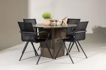 Santa Spisegruppe 120 cm Rund med 4 Alina Stoler - Brun - Hagemøbler & utemiljø - Hagegruppe - Spisegrupper hage
