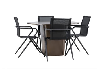 Santa Spisegruppe 120 cm Rund med 4 Alina Stoler - Brun - Hagemøbler & utemiljø - Hagegruppe - Spisegrupper hage