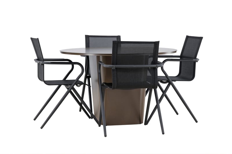 Santa Spisegruppe 120 cm Rund med 4 Alina Stoler - Brun - Hagemøbler & utemiljø - Hagegruppe - Spisegrupper hage