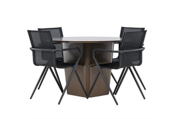 Santa Spisegruppe 120 cm Rund med 4 Alina Stoler - Brun - Hagemøbler & utemiljø - Hagegruppe - Spisegrupper hage