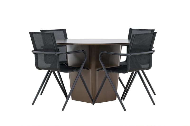 Santa Spisegruppe 120 cm Rund med 4 Alina Stoler - Brun - Hagemøbler & utemiljø - Hagegruppe - Spisegrupper hage