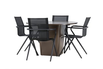 Santa Spisegruppe 120 cm Rund med 4 Alina Stoler - Brun - Hagemøbler & utemiljø - Hagegruppe - Spisegrupper hage