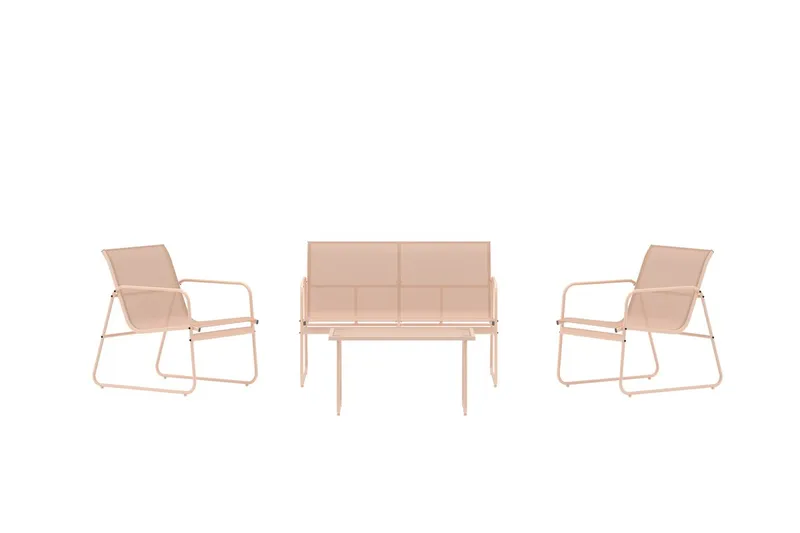 Scopello sofagruppe 2-seters sofa + 2 lenestoler med bord utendørs - Beige - Hagemøbler & utemiljø - Hagegruppe - Sofagruppe utendørs