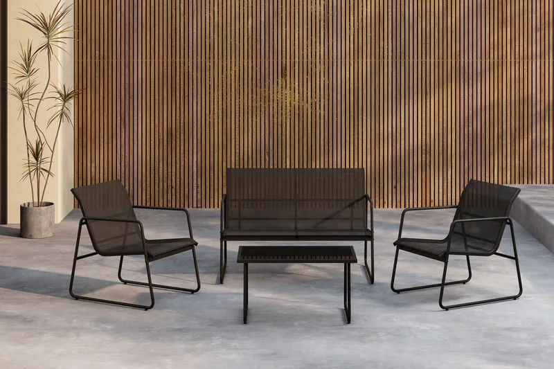 Scopello Sofagruppe Utendørs 4-seter - Svart - Hagemøbler & utemiljø - Hagegruppe - Sofagruppe utendørs