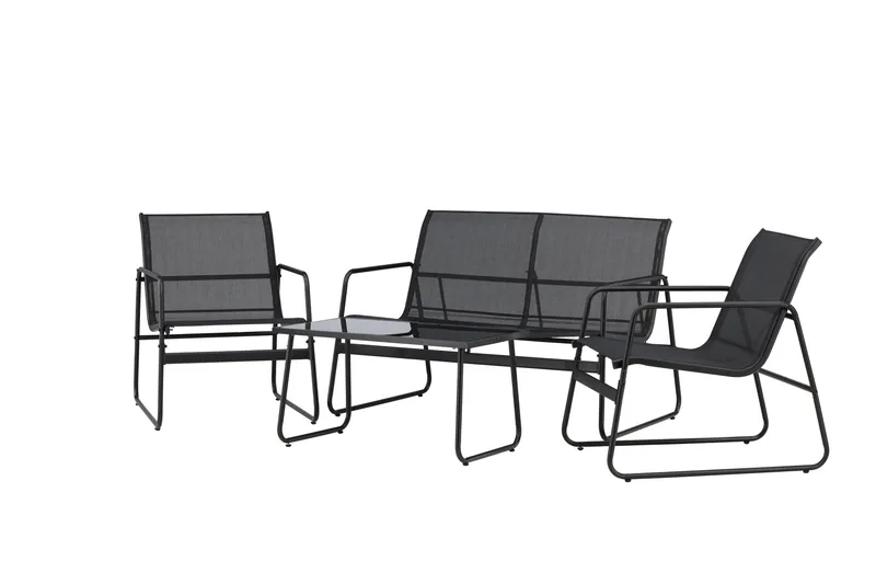 Scopello Sofagruppe Utendørs 4-seter - Svart - Hagemøbler & utemiljø - Hagegruppe - Sofagruppe utendørs