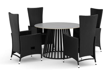 Sensi utendørs spisegruppe 120 cm med 4 Jenny spisestoler - Svart - Hagemøbler & utemiljø - Hagegruppe - Spisegrupper hage
