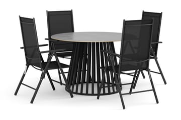 Sensi utendørs spisegruppe 120 cm med 4 Maggie regulerbare stoler - Svart - Hagemøbler & utemiljø - Hagegruppe - Spisegrupper hage