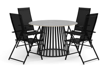 Sensi utendørs spisegruppe 120 cm med 4 Sanna regulerbare stoler - Svart - Hagemøbler & utemiljø - Hagegruppe - Spisegrupper hage