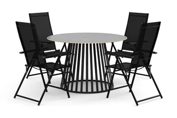 Sensi utendørs spisegruppe 120 cm med 4 Sanna regulerbare stoler - Svart - Hagemøbler & utemiljø - Hagegruppe - Spisegrupper hage