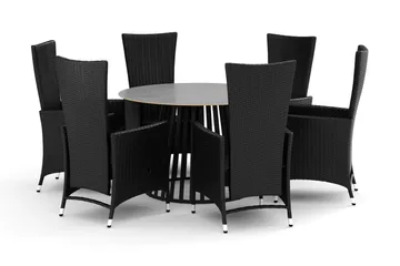 Sensi utendørs spisegruppe 120 cm med 6 Jenny spisestoler - Svart - Hagemøbler & utemiljø - Hagegruppe - Spisegrupper hage