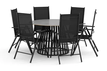 Sensi utendørs spisegruppe 120 cm med 6 Maggie posisjonsstoler - Svart - Hagemøbler & utemiljø - Hagegruppe - Spisegrupper hage