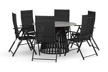 Sensi utendørs spisegruppe 120 cm med 6 regulerbare stoler - Svart - Hagemøbler & utemiljø - Hagegruppe - Spisegrupper hage