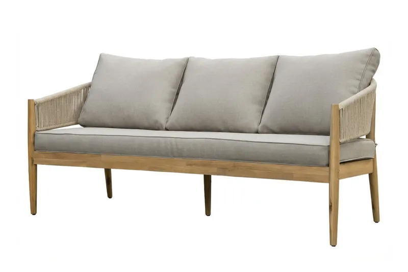 Siana 4-seters loungegruppe i treutseende med repdetaljer - Natur / beige - Hagemøbler & utemiljø - Hagegruppe - Sofagruppe utendørs