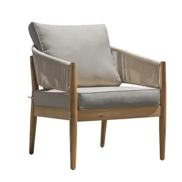 Siana 4-seters loungegruppe i treutseende med repdetaljer - Natur / beige - Hagemøbler & utemiljø - Hagegruppe - Sofagruppe utendørs