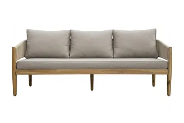 Siana 5-seters loungegruppe i treutseende med repdetaljer - Natur / beige - Hagemøbler & utemiljø - Hagegruppe - Sofagruppe utendørs