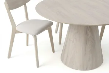 Siena spisegruppe 150 cm rund hvitlasert med 6 Amelia spisestoler med pute - Hvitlasert/Beige - Hagemøbler & utemiljø - Hagegruppe - Spisegrupper hage