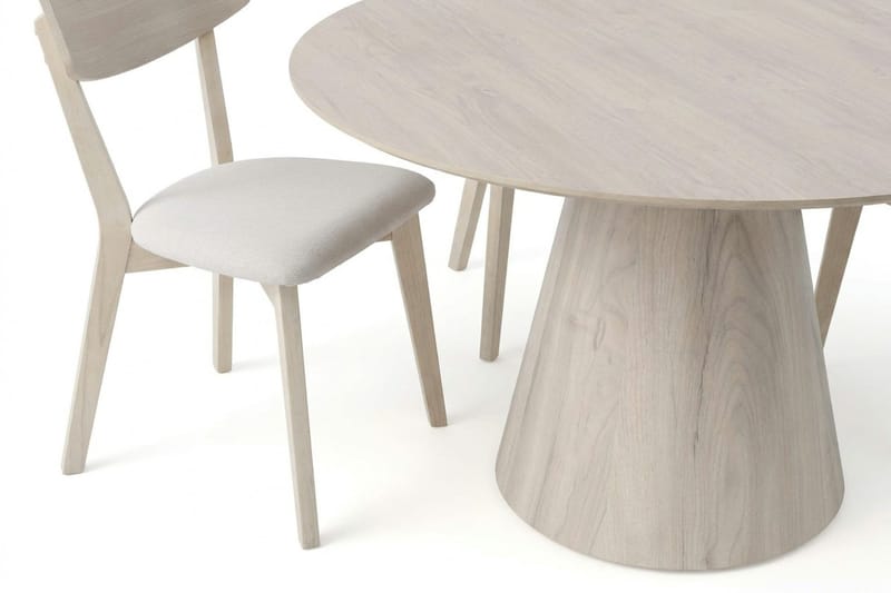 Siena spisegruppe 150 cm rund hvitlasert med 6 Amelia spisestoler med pute - Hvitlasert/Beige - Hagemøbler & utemiljø - Hagegruppe - Spisegrupper hage