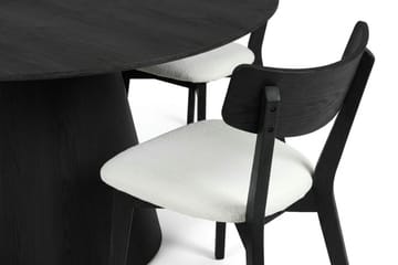 Siena spisegruppe 150 cm rund i svart med 6 Amelia spisestoler med pute - Svart/Beige - Hagemøbler & utemiljø - Hagegruppe - Spisegrupper hage