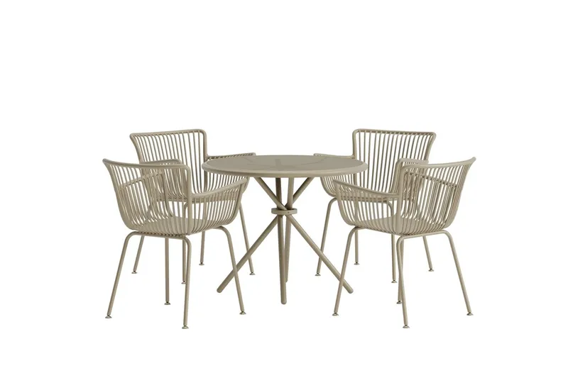 Sifnos spisegruppe 90 cm med 4 stoler utendørs - Beige - Hagemøbler & utemiljø - Hagegruppe - Spisegrupper hage