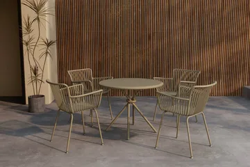 Sifnos spisegruppe 90 cm med 4 stoler utendørs - Beige - Hagemøbler & utemiljø - Hagegruppe - Spisegrupper hage