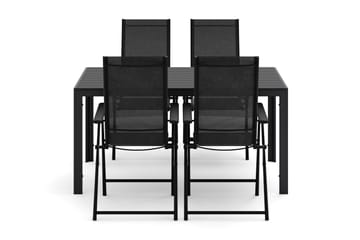 Siri rektangulært utebord 150 cm med 4 Sanna utestoler - Svart - Hagemøbler & utemiljø - Hagegruppe - Spisegrupper hage