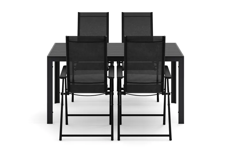 Siri rektangulært utebord 150 cm med 4 Sanna utestoler - Svart - Hagemøbler & utemiljø - Hagegruppe - Spisegrupper hage