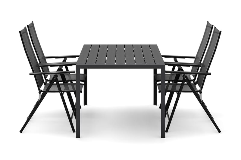 Siri rektangulært utebord 150 cm med 4 Sanna utestoler - Svart - Hagemøbler & utemiljø - Hagegruppe - Spisegrupper hage